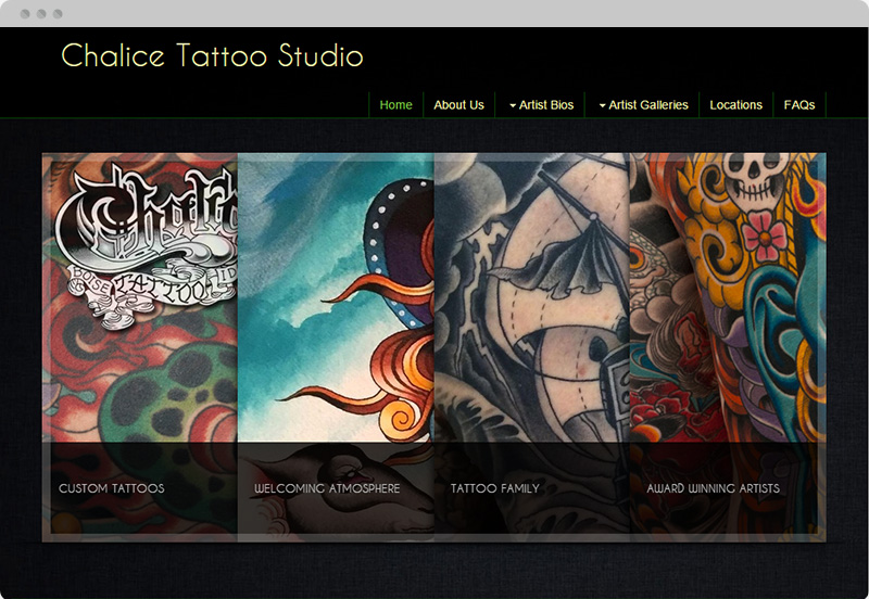 Redframe Photography Websites Client Example - Chalice Tattoo Studio